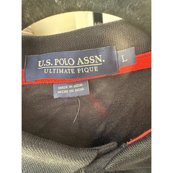 U.S. Polo Assn. Men's Black Cotton Relaxed Fit Ultimate Pique Polo Shirt Size L - Picture 7 of 8